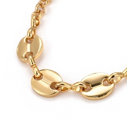 Golden Brass Rolo Chains & Coffee Bean Chain Necklaces, with 304 Stainless Steel Lobster Claw Clasps, Golden, Necklaces: 15.94 inch(40.5cm),  Anklets: 9-1/8 inch(23cm), Bracelets: 7-1/4 inch(18.5cm)