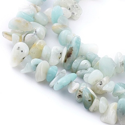 Flower Amazonite Natural Gemstone Bead Strand, Flower Amazonite Chip Beads, 5-8mm wide, Each strand measure about 32~32.5 inch long, hole: about 0.3mm