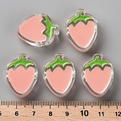 Light Salmon Transparent Enamel Acrylic Beads, Strawberry, Light Salmon, 25.5x19x9mm, Hole: 3.5mm