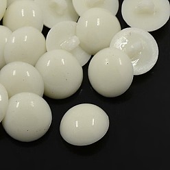 Blanc  Boutons  shank acryliques, 1-trou, teint, demi-tour, blanc, 18x6mm, Trou: 3mm