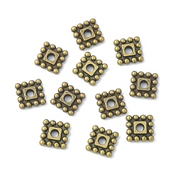 Bronze Antique  Perles de séparateur de style tibétain , sans cadmium et sans nickel et sans plomb, carrée, bronze antique, 7x7x2mm, Trou: 2mm