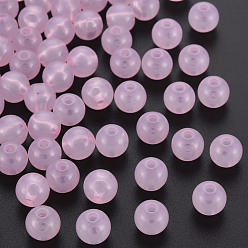 Rose Nacré Perles acryliques de gelée d'imitation , ronde, perle rose, 8x7.5mm, Trou: 1.8mm, environ1745 pcs / 500 g