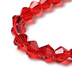 Red Imitation Austrian Crystal 5301 Bicone Beads, Faceted Glass Beads Strands, Red, 6x6mm, Hole: 1.2mm, about 47~48pcs/strand, 10.24 inch~10.43 inch(26~26.5cm)