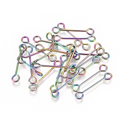 Rainbow Color Ion Plating(IP) 304 Stainless Steel Eye Pins, Double Sided Eye Pins, Rainbow Color, 16x3x0.5mm, Hole: 1.6mm