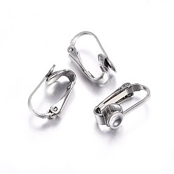 Stainless Steel Color 304 Stainless Steel Clip-on Earring Findings, Stainless Steel Color, 16x9x7mm