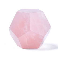 Rose Quartz Natural Rose Quartz Beads, No Hole/Undrilled, Chakra Style, for Wire Wrapped Pendant Making, 3D Shape, Round & Cube & Triangle & Merkaba Star & Bicone & Octagon & Polygon, 13.5~21x13.5~22x13.5~20mm