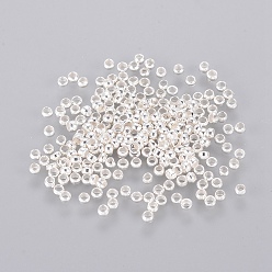 Silver Brass Crimp Beads, Rondelle, Silver Color Plated, 2x2mm, Hole: 1mm