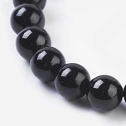 Black Natural Tourmaline Beads Strands, Round, Black, 6mm, Hole: 1mm, about 32pcs/strand, 7.8 inch