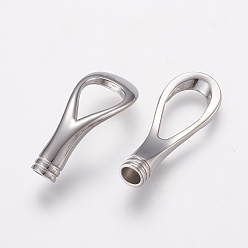 Stainless Steel Color 304 Stainless Steel Magnetic Clasps with Glue-in Ends, Smooth Surface, Stainless Steel Color, 43x15x7mm, Hole: 5mm