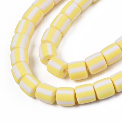 Yellow Handmade Polymer Clay Bead Strands, Column, Yellow, 6x6mm, Hole: 1.5mm, about 63pcs/strand, 15.55 inch~15.94 inch(39.5~40.5cm)
