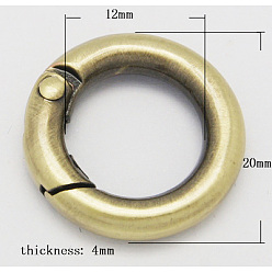 Antique Bronze Alloy Spring Gate Rings, O Rings, Antique Bronze, 6 Gauge, 20x4mm, Inner Diameter: 12mm