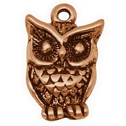 Red Copper Zinc Tibetan Style Alloy Pendants, Halloween, Cadmium Free & Nickel Free & Lead Free, Owl, Red Copper Color, 16x10x3mm, Hole: 1.5mm