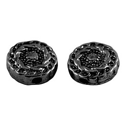Bronze Perles en alliage de style tibétain, sans plomb & sans nickel & sans cadmium , plat rond, gris anthracite, 10x4mm, Trou: 1.5mm