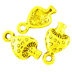 Golden Tibetan Style Alloy Pendants, Lead Free, Cadmium Free and Nickel Free, Mushroom, Golden, Size: about 13mm long, 8mm wide, hole: 2mm