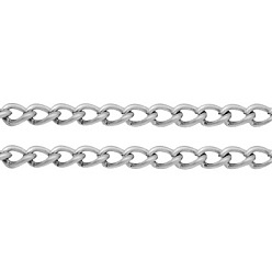Platinum Iron Side Twisted Chains, Unwelded, with Spool, Oval, Lead Free, Platinum, 6x4x1mm