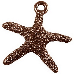 Red Copper Tibetan Style Alloy Pendants, Cadmium Free & Lead Free, Starfish/Sea Stars, Red Copper, 19.5x19x2mm, hole: 2mm.