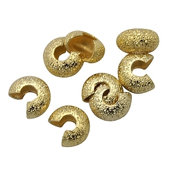Golden Brass Crimp Beads Covers, Golden, 3.2mm In Diameter, Hole: 1.2mm