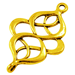 Golden Alloy Links connectors, Lead Free & Cadmium Free & Nickel Free, Golden, 28x18x2mm, Hole: 1.5mm