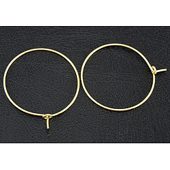 Golden Brass Wine Glass Charm Rings, Hoop Earrings Findings, Nickel Free, Golden, 20x0.8mm, 20 Gauge