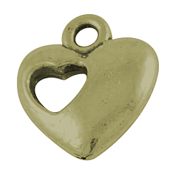 Antique Bronze Alloy Pendants, Cadmium Free & Nickel Free & Lead Free, Heart, Antique Bronze, 13x11x3mm, Hole: 1.5mm