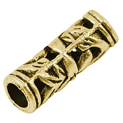 Antique Golden Tibetan Style Hollow Tube Beads, Cadmium Free & Lead Free, Antique Golden, 23x8mm, Hole: 5mm