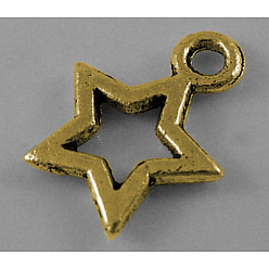 Antique Golden Tibetan Style Alloy Antique Golden Charms, Lead Free, Cadmium Free and Nickel Free, Star, 10mm wide, 12mm long, hole: 2mm