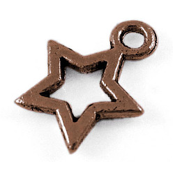 Red Copper Tibetan Style Alloy Red Copper Metal Charms, Lead Free and Cadmium Free, Star, 10mm wide, 12mm long, hole: 2mm