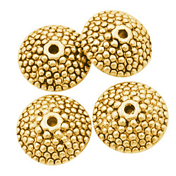 Or Antique  Perles de séparateur de style tibétain , plat rond, Or antique, sans plomb et sans cadmium, 11x11x6mm, Trou: 1.5mm