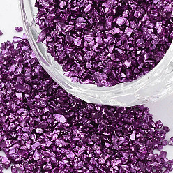 Purple FGB Plated Glass Seed Beads, For Nail Art Decoration Accessories, No Hole/Undrilled, Chips, Purple, 1.0~1.5mm, about 450g/bag