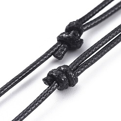 Noir Fabrication de collier de corde de polyester ciré coréen réglable, avec 304 fermoirs à griffe de homard en acier inoxydable et pinces de serrage, noir, 21.26 pouces ~ 27.32 pouces (54~69.4 cm)