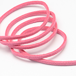 Hot Pink Faux Suede Cord, Faux Suede Lace, Hot Pink, 2.7x1.4mm, about 98.42 yards(90m)/roll