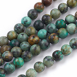 African Turquoise(Jasper) Natural African Turquoise(Jasper) Beads Strands, Round, 6mm, Hole: 1mm, about 60pcs/strand, 15.5 inch