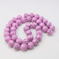 Violet Synthetic Turquoise Beads Strands, Dyed, Round, Violet, 8mm, Hole: 1mm, about 50pcs/strand, 15.7 inch