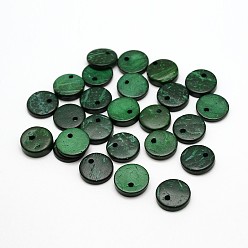 Mixed Color Dyed Flat Round Coconut Charms, Mixed Color, 12x2~6mm, Hole: 1mm, about 1078pcs/500g