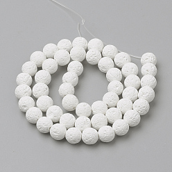 White Synthetic Lava Rock Beads Strands, Dyed, Round, White, 10mm, Hole: 1mm, about 39pcs/strand, 14.96 inch(38cm)