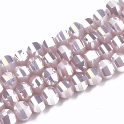 Thistle Electroplate Glass Beads Strands, AB Color Plated, Faceted, Round, Thistle, 6x4.5mm, Hole: 1.2mm, about 98~99pcs/strand, 17.32~17.71 inch(44~45cm)