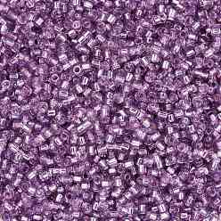 Dark Violet Cylinder Seed Beads, Silver Lined, Round Hole, Uniform Size, Dark Violet, 2x1.5mm, Hole: 0.8mm, about 40000pcs/bag, about 450g/bag