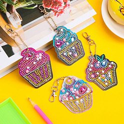 Mixed Color Cake Shape DIY 5D Diamond Painting Keychain, with Tray Plate, Drill Point Nails Tools, for Embroidery Arts Crafts, Mixed Color