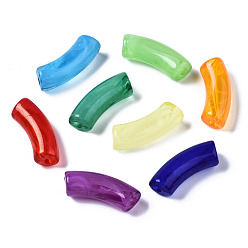 Mixed Color Acrylic Beads, Imitation Gemstone, Curved Tube, Mixed Color, 34.5x13x11mm, Hole: 3.5mm, about 155pcs/500g