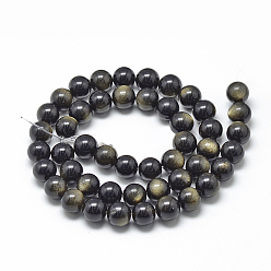 Obsidienne Dorée Brillance dorée naturelle perles obsidienne brins, Grade a, ronde, 16mm, Trou: 2mm, Environ 24 pcs/chapelet, 14.96 pouce (38 cm)