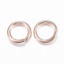 Rose Gold 304 Stainless Steel Jump Rings, Open Jump Rings, Rose Gold, 18 Gauge, 6x1mm, Inner Diameter: 4mm