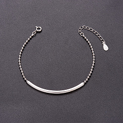 Platinum SHEGRACE Gorgeous Rhodium Plated 925 Sterling Silver Bracelet, with Tube Bead, Platinum, 165mm