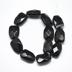 Black Onyx Бусины из натурального черного оникса, граненые, кальян, 16~16.5x12x6 мм, отверстие : 1 мм, около 12 шт / нитка, 7.8 дюйм