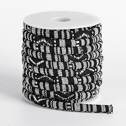 Black Ethnic Cord Polyester Cords, Black, 7x5mm, 10yards/roll