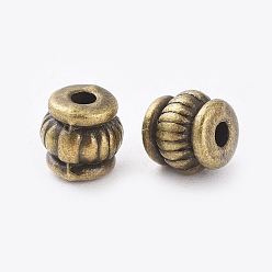 Bronze Antique Perles de style tibétain, sans cadmium et sans nickel et sans plomb, baril, bronze antique, 5x5x5mm, Trou: 1.5mm