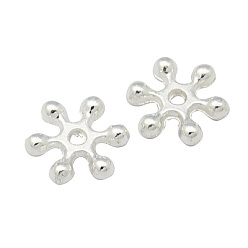 Silver Zinc Alloy Beads Spacers, with One Hole, Snowflake, Cadmium Free & Nickel Free & Lead Free, Silver Color Plated, 10x2.5mm, Hole: 1.5mm