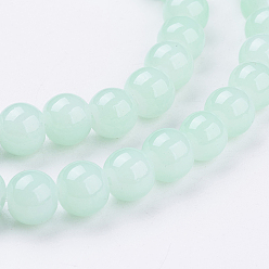 Aquamarine Imitation Jade Glass Beads Strands, Spray Painted, Round, Aquamarine, 8mm, Hole: 1.3~1.6mm, about 100pcs/strand, 31.4 inch