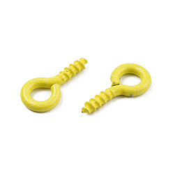 Yellow Spray Painted Iron Screw Eye Pin Peg Bails, For Half Drilled Beads, Cadmium Free & Nickel Free & Lead Free, Yellow, 10x5x1mm, Hole: 2.5mm, Pin: 1.5mm