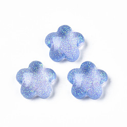 Mixed Color Translucent Acrylic Cabochons, with Glitter Powder, Flower, Mixed Color, 17.5x18x8mm