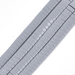 Светло-серый Немагнитные синтетические гематитовые многожильные звенья, окрашенные распылением, несущие бусины с двумя отверстиями, для изготовления эластичных браслетов, прямоугольные, светло-серый, 2x5x2 мм, отверстие : 0.6 мм, около 170 шт / нитка, 15.9 дюйм